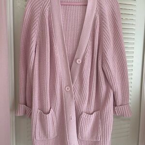 Woman Within Pink Oversized Cardigan